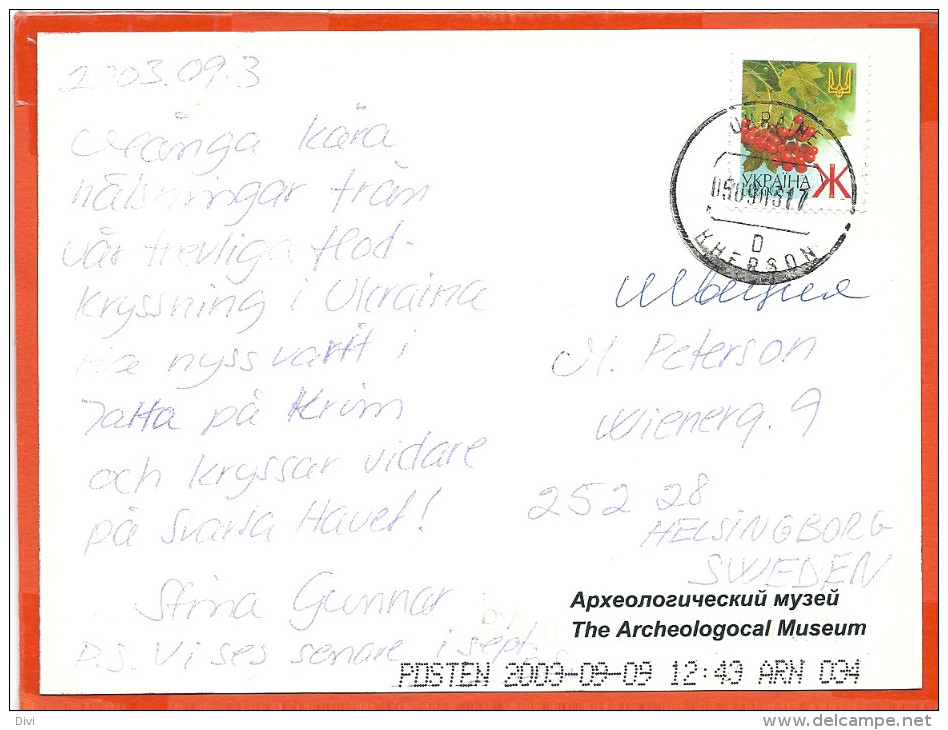 RUSSIA 001,  * ODESSA  * THE ARCHEOLOGOCAL MUSEUM * SENT TO SWEDEN WITH STAMP * SEE SCANS - Russie