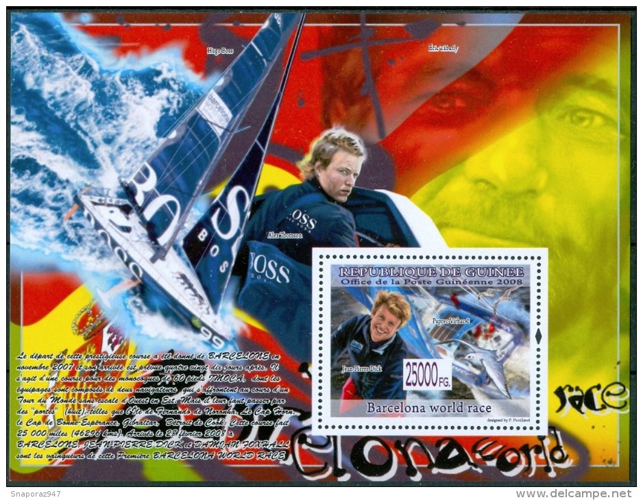 2008 Guinea Barcelona World Race Regate Races Courses  Barche Boats Bateaux Set 2 Block MNH** - Other (Sea)