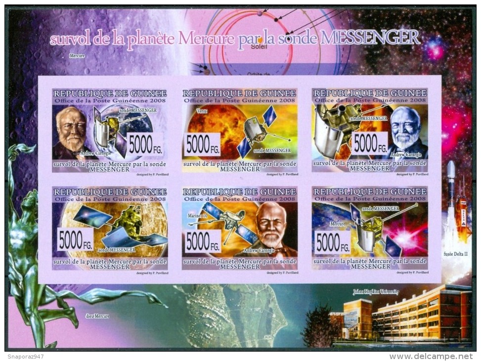 2008 Guinea Messenger Spazio Space Espace Set 2 Block MNH** - Guinea (1958-...)