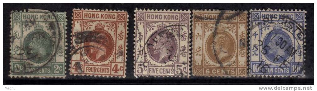 Hong Kong Used 1912-1927, , KGV, 5v - Used Stamps