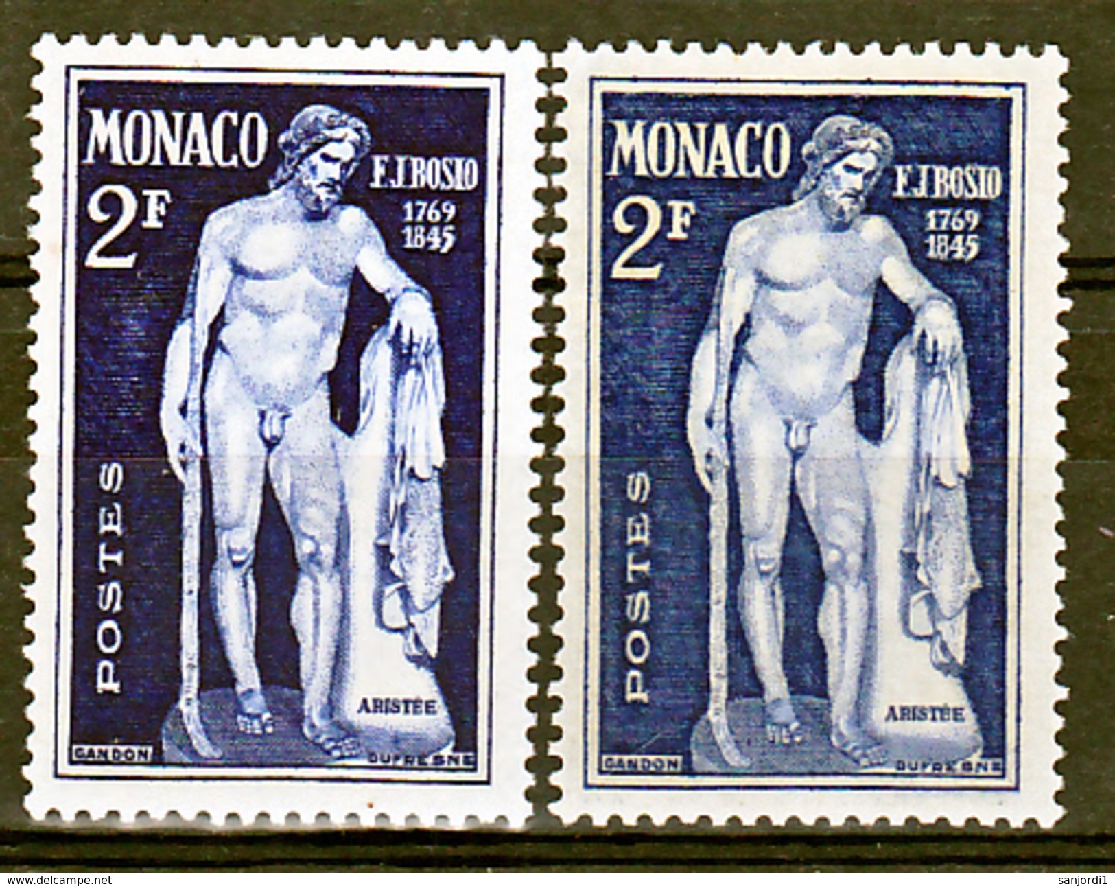 Monaco  316  Variété Bleu Noir Papier épais Et Normal Sculpture Neuf ** TB  MNH Sin Charnela - Variétés