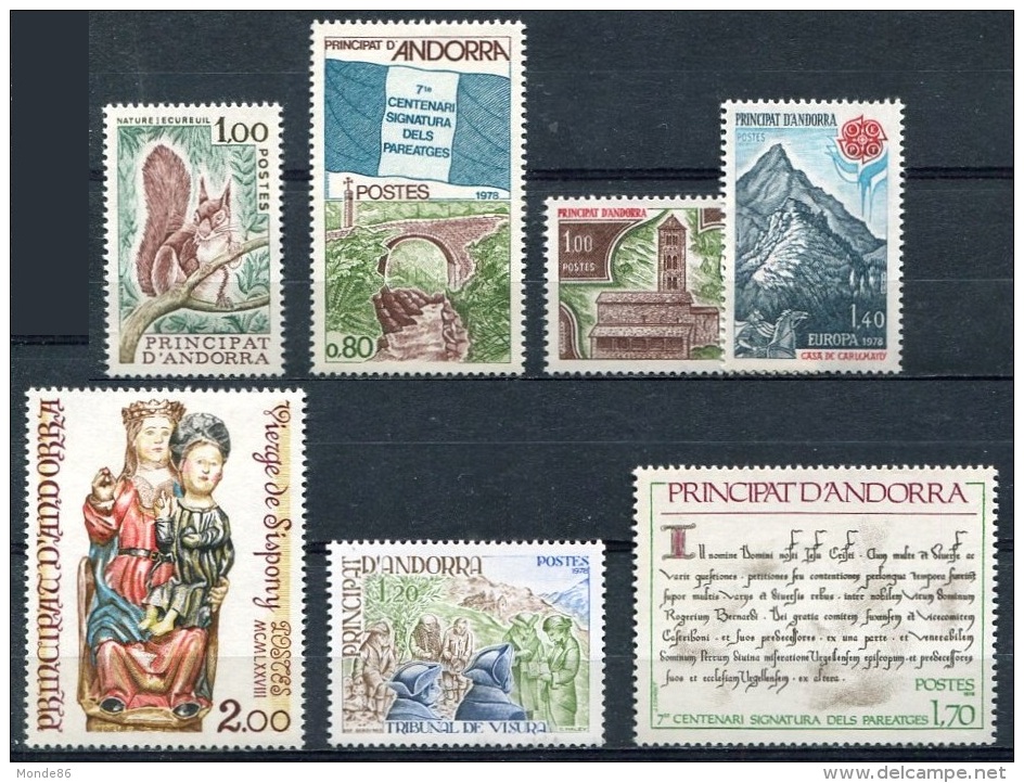 ANDORRE - Année Complète 1978 ** - TB - Années Complètes