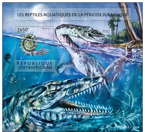 Z08 CA15404b Central Africa 2015 Prehistoric Water Animals MNH - Repubblica Centroafricana