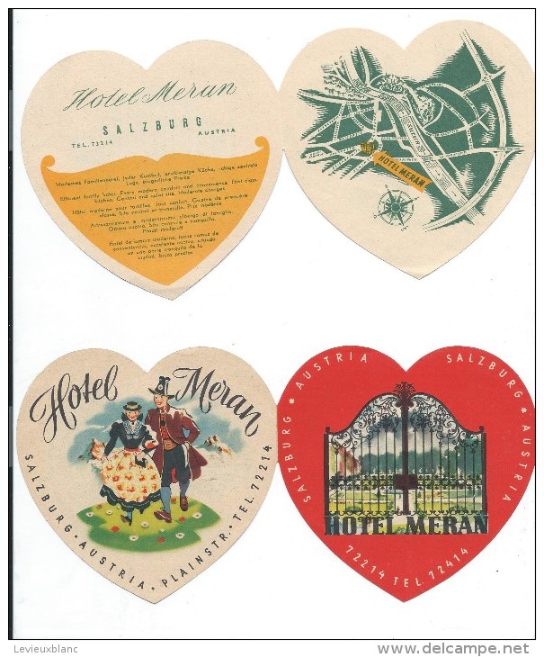 Petit Dépliant Publicitaire à Deux Volets /Forme De Coeur/Hotel Meran/Salsburg/Autriche/Vers 1950 - Toeristische Brochures