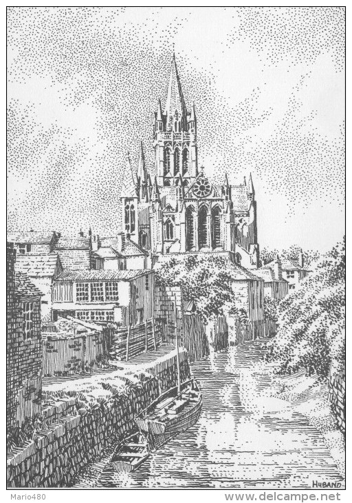 TRURO  CORNWALL   THE CATHEDRAL  ORIGINAL DRAWING BY GEOFFREY HUBAND     (NUOVA) - Altri & Non Classificati