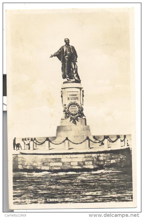 PORT SAID THE LESSEPS MONUMENT VIAGGIATA 1937 - Other & Unclassified