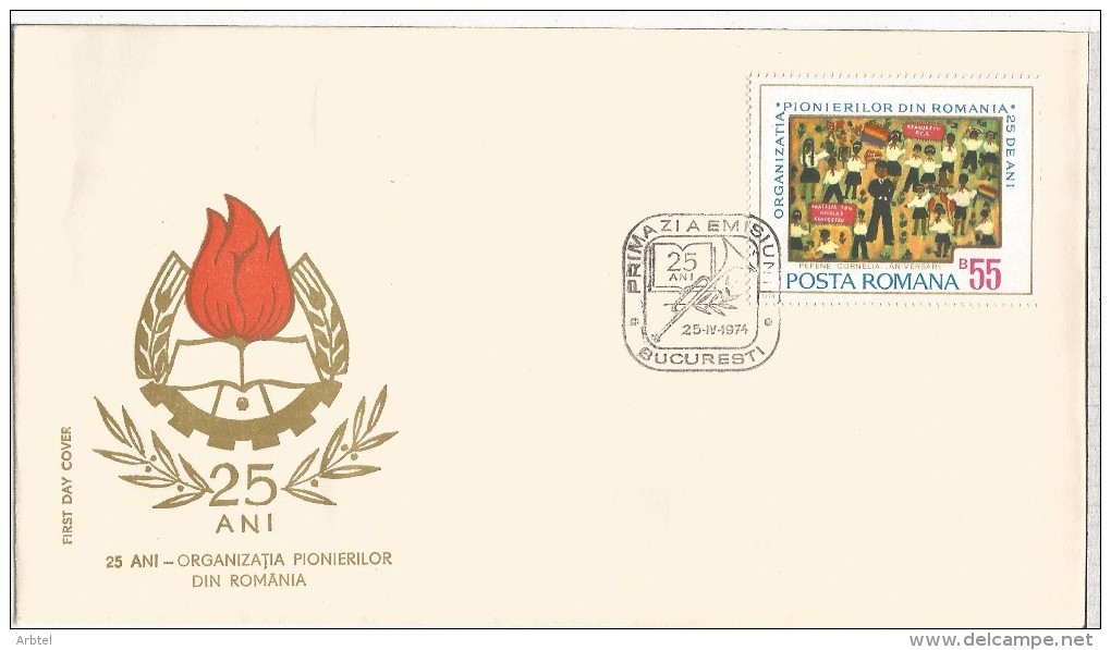 RUMANIA FDC 25 AÑOS PIONEROS SCOUTS - Otros & Sin Clasificación