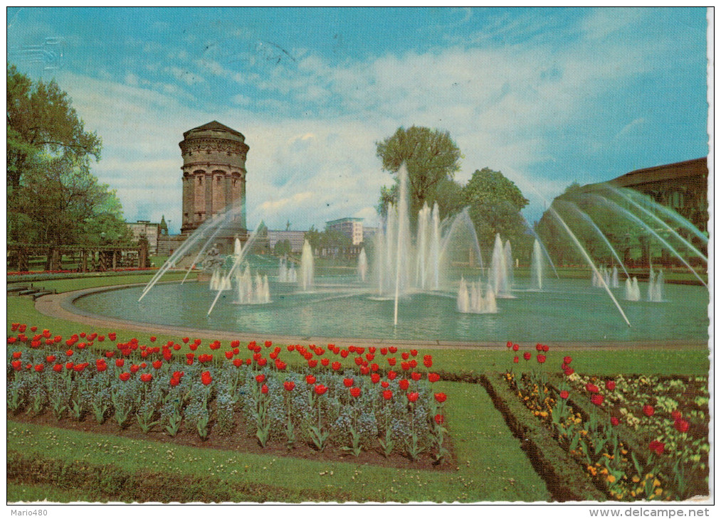 MANNHEIM  WASSERSPIELE AM FRIEDRICHSPLATZ  UND WASSERTURM     (VIAGGIATA) - Mannheim