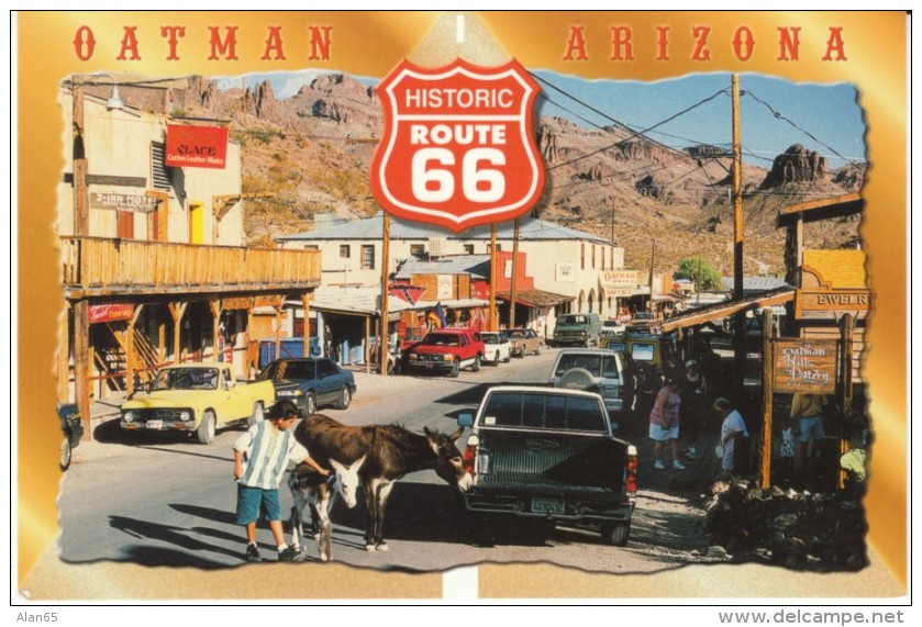 Oatman Arizona, Route 66 Historic Street Scene C1990s/2000s Vintage Postcard - Other & Unclassified