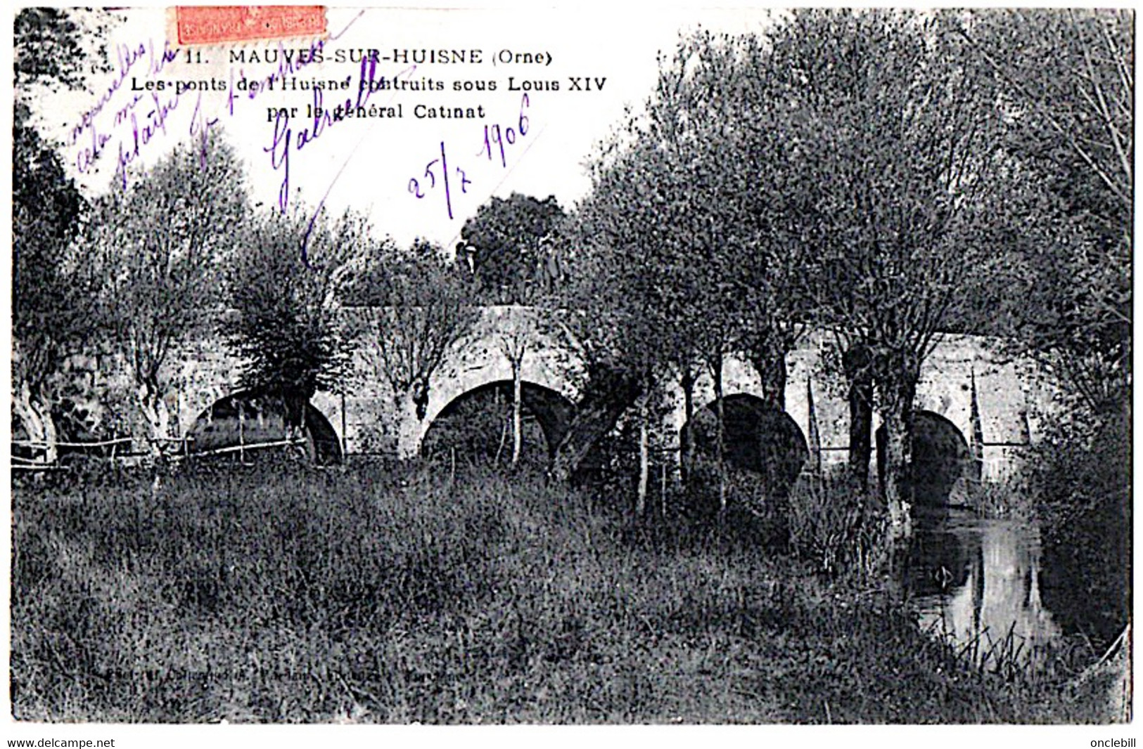 Mauves Sur Huisne Orne Pont Sur L'huine 1906 état Superbe - Autres & Non Classés