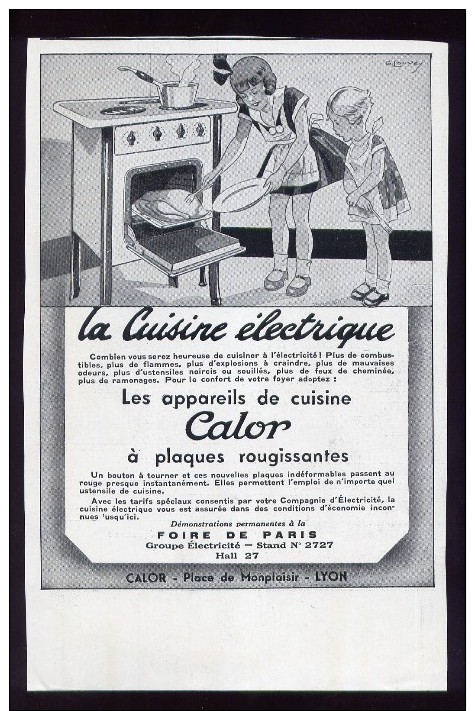 PUB MAGAZINE ANCIEN  LA CUISINIERE ELECTRIQUE CALOR LAUVEY - Advertising
