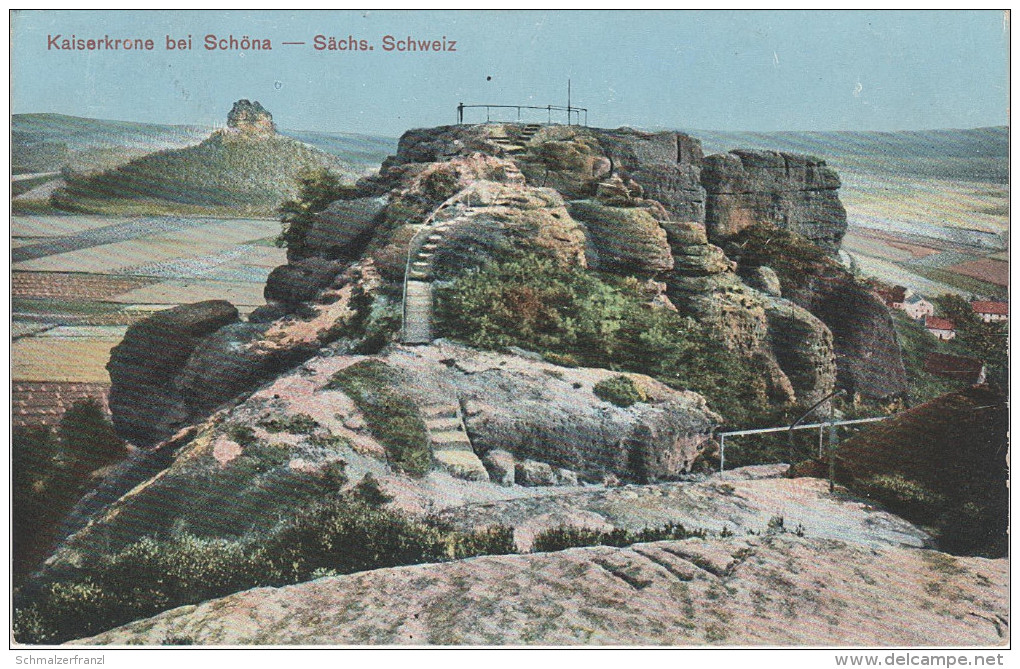 AK Sächsische Schweiz Felsen Kaiserkrone Zirkelstein Bei Schöna Reinhardtsdorf Schmilka Krippen Postelwitz Gohrisch - Schoena