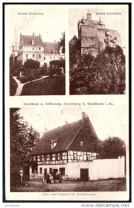 1152 Portofrei - Alte Ansichtskarte Gasthaus Gaststätte Ehrenberg B. Waldheim Schloß Schmiede N. Gel TOP - Waldheim