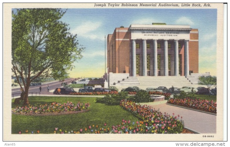 Little Rock Arkansas, Joseph Taylor Robinson Memorial Auditorium,  C1940s Vintage Curteich Linen Postcard - Little Rock