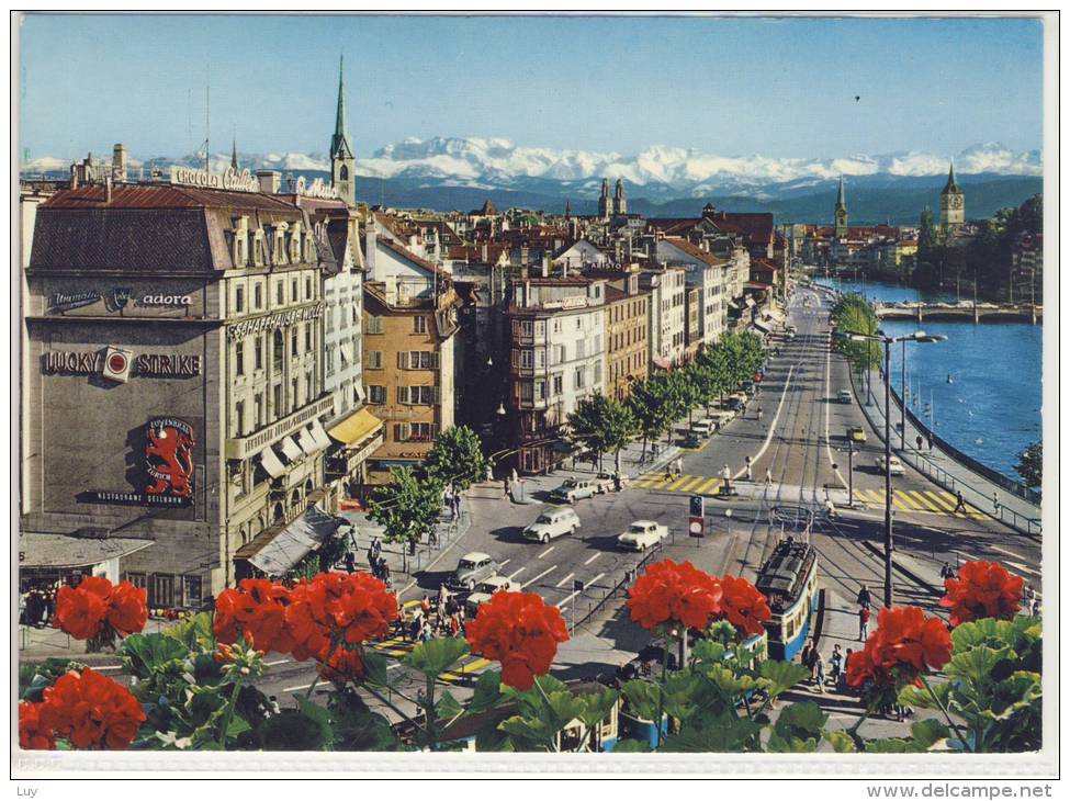 ZÜRICH - Straße Am Central Und Limmatquai Mit Den Alpen, Tram - Zürich