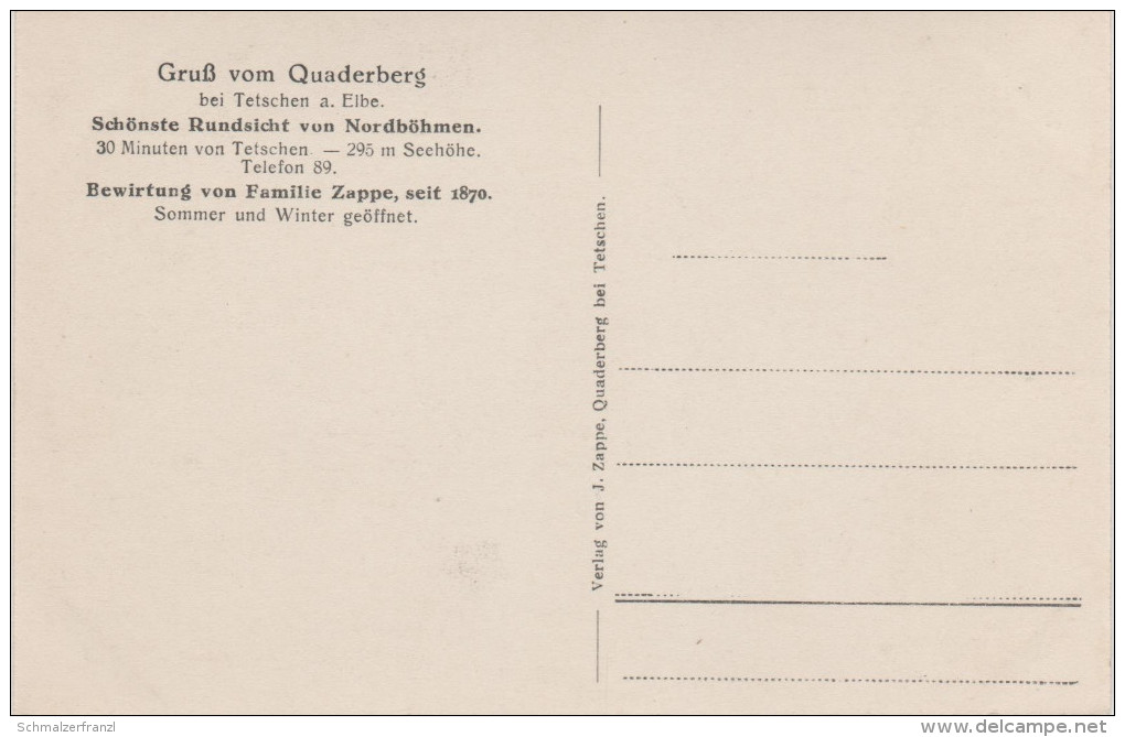 AK Tetschen Decin Gruss Quaderberg Baude Bei Podmokly Bodenbach Laube Loubi Mittelgrund Niedergrund Dolni Zleb Schmilka - Sudeten