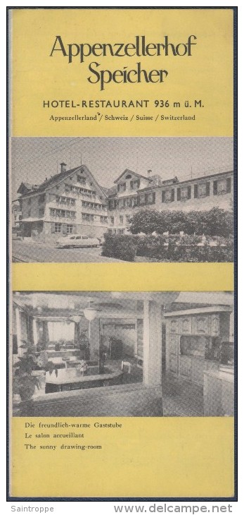 Dépliant Touristique.Appenzellerhof Speicher.Hôtel-Restaurant.Suisse. - Dépliants Touristiques