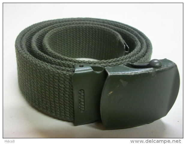 FRANCE - CEINTURE VERTE DE PANTALON MILITAIRE BOUCLE PLEINE PEINTE COMBAT - Equipement