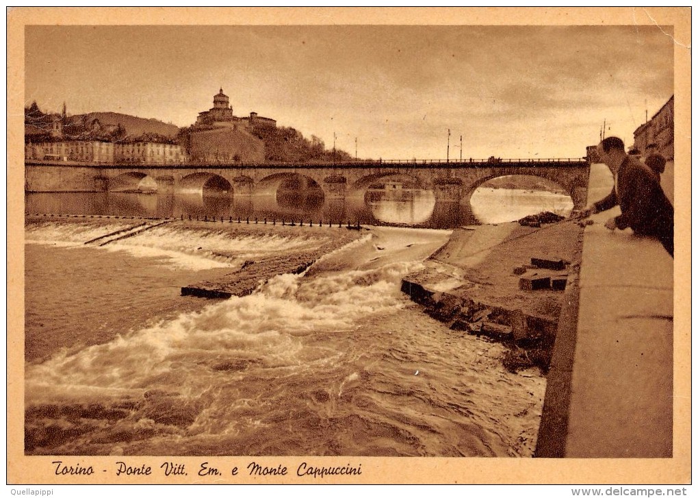 02573 "TORINO - PONTE VITT. EMANUELE E MONTE CAPPUCCINI" ANIMATA.  CART. NON SPED. - Fiume Po