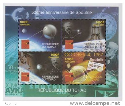 Tchad.2007.Jules Verne./Space Sheet.4v.MNH.21983 - Schriftsteller