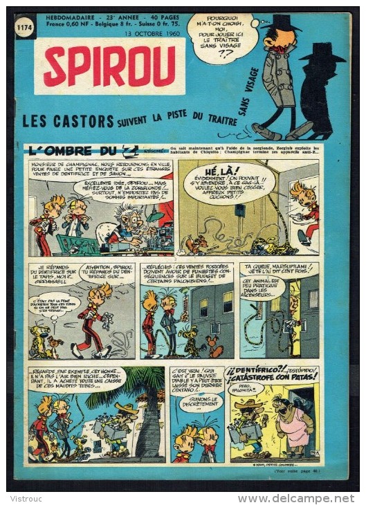 SPIROU N° 1174 -  Année 1960 -  Couverture " SPIROU " De FRANQUIN Et JIDEHEM. - Spirou Magazine