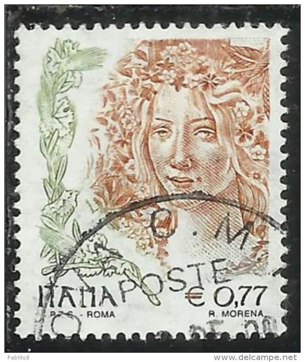 ITALIA REPUBBLICA ITALY REPUBLIC 2004 LA DONNA NELL´ARTE WOMAN IN ART € 0,77 USATO USED OBLITERE´ - 2001-10: Used