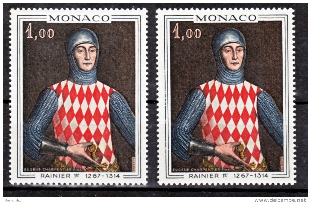 Monaco  734  Variété Visage Et Chiffres Blancs Et Normal   Neuf ** TB MNH Sin Charnela - Variétés