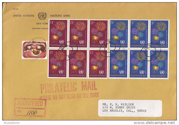 United Nations New York Registered Recommandé NEW YORK 1967 Cover Lettre LOS ANGELES 6-Blocks Complete Set !! (2 Scans) - Other & Unclassified