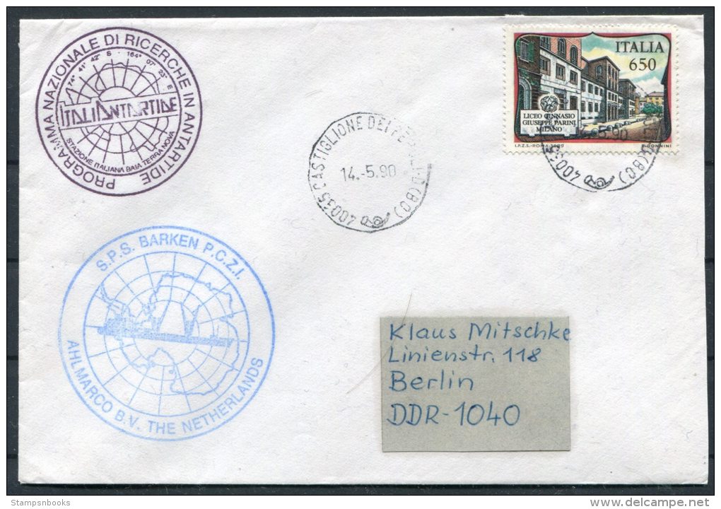 1990 Italy Castiglione Antarctic Research Netherlands Ship Cover / Ahlmarco BV - Navi Polari E Rompighiaccio