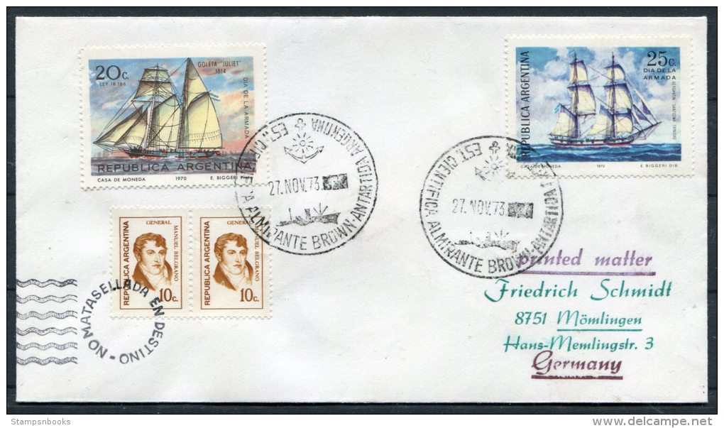 1973 Argentina Antarctic Almirante Brown Ship Cover - Polar Ships & Icebreakers