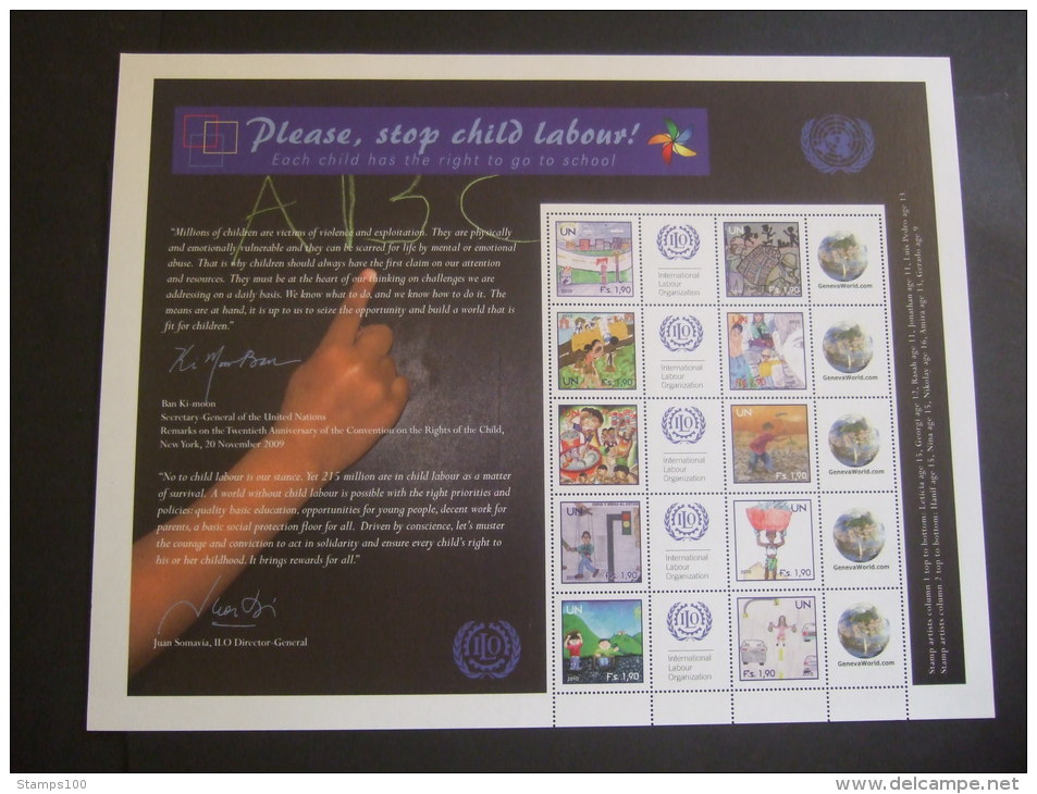 UN  GENEVE    2010 CHILD LABOUR    MNH ** (GROEN102-06-1720) - Blocs-feuillets