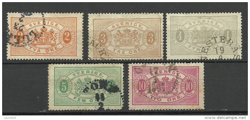 SCHWEDEN Sweden 1881/1893 Dienstmarken = 5 Werte Aus Michel 1 - 14 O - Service