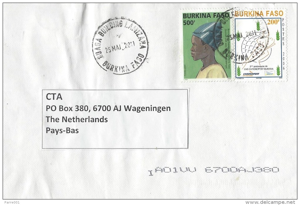 Burkina Faso 2011 Ouagadougou Hat Yatenga EMS Chronopost Cover - Burkina Faso (1984-...)