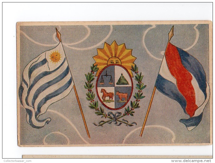 URUGUAY MONTEVIDEO TARJETA POSTAL COAT OF ARMS FLAGS UNUSUAL  Ca1900 POSTCARD Cpa Ak (W4_1638) - Uruguay