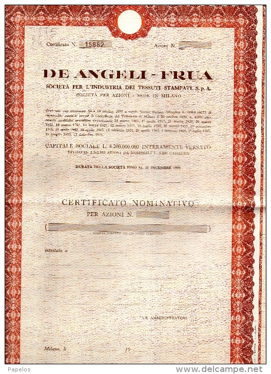 DE ANGELI - FRUA  - SOCIETÀ PER L'INDUSTRIA DEI TESSUTI STAMPATI MILANO - Textile