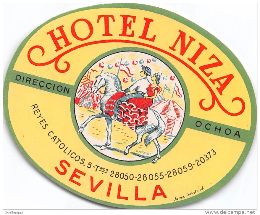 02647 "HOTEL NIZA - SEVILLA"  ETIC. ORIG. - LUGGAGE LABEL - Hotel Labels