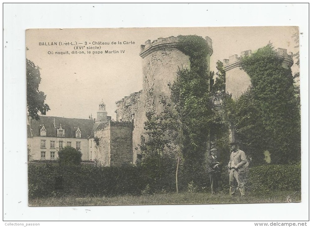 Cp , 37 , BALLAN , Château De La CARTE , Voyagée 1904 - Ballan-Miré