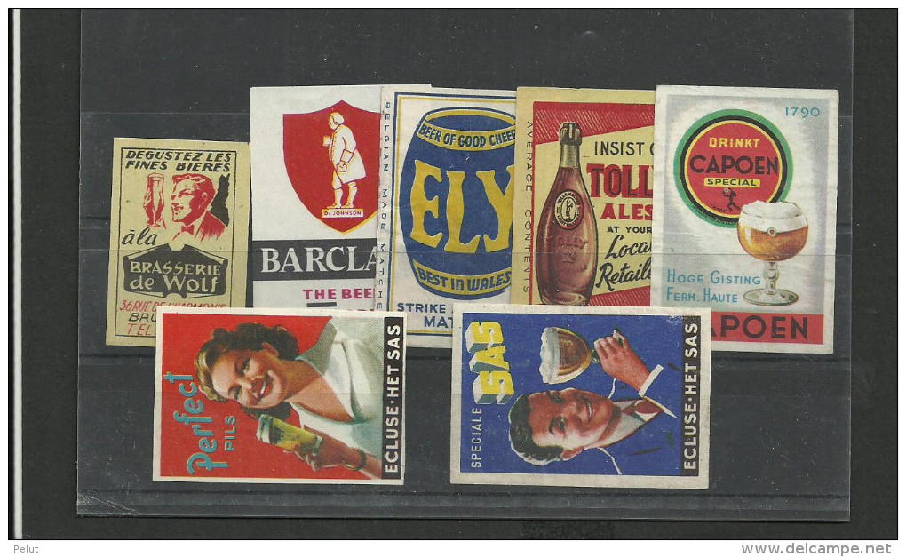 7 étiquettes Boites D'allumettes Anciennes Publicité BIERE - Matchbox Labels