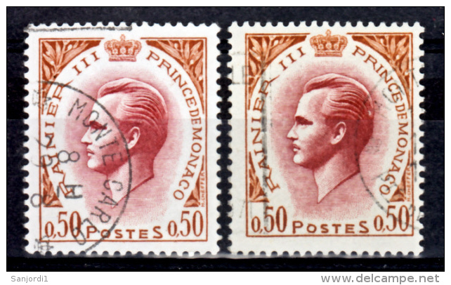 Monaco  774  Variété Papier Blanc Fluo Et Normal Prince Rainier  Oblitéré - Variétés