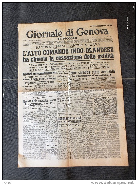 LOTTO DI N°1 GIORNALE "ILGIORNALE DI GENOVA(IL PICCOLO)"DEL 1942- 6 PAGINE-ORIGINALE AL100%-VEDI SCAN - Altri & Non Classificati