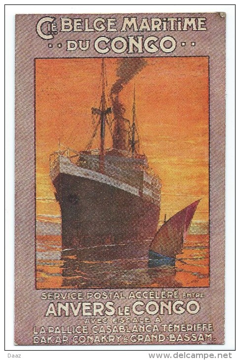 Compagnie Belge Maritime Du Congo Service Postal Entre Anvers Et Le Congo Paquebot 1930 - Paquebots