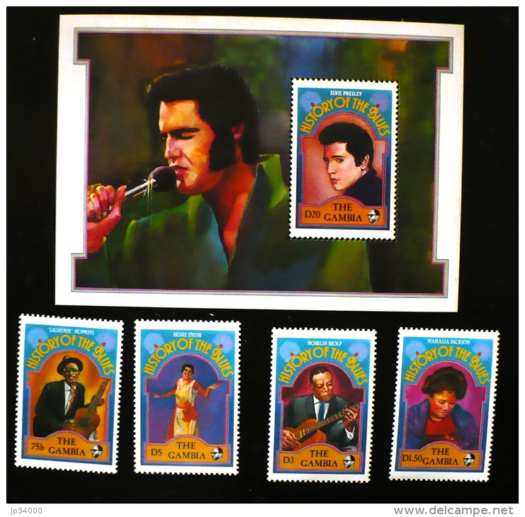 GAMBIE Elvis Presley, Musique, HISTOIRE DU ROCK&acute;N ROLL. Yvert 1165/8+bf43 ** MNH - Elvis Presley