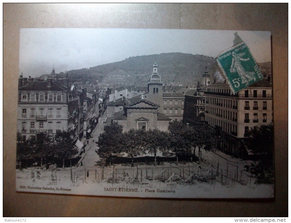 Carte Postale Saint Etienne Place Gambetta Oblitérée 1919 - Saint Etienne