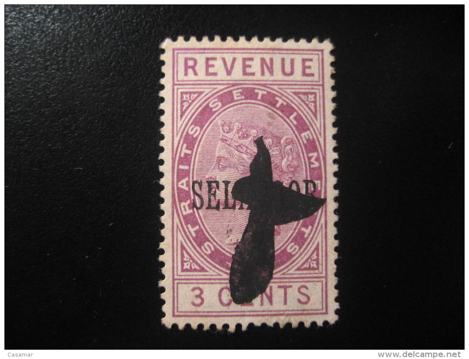 3 Cents SELANGOR Overprinted Revenue Stamp STRAITS SETTLEMENTS Malaysia British Colonies Area GB - Selangor