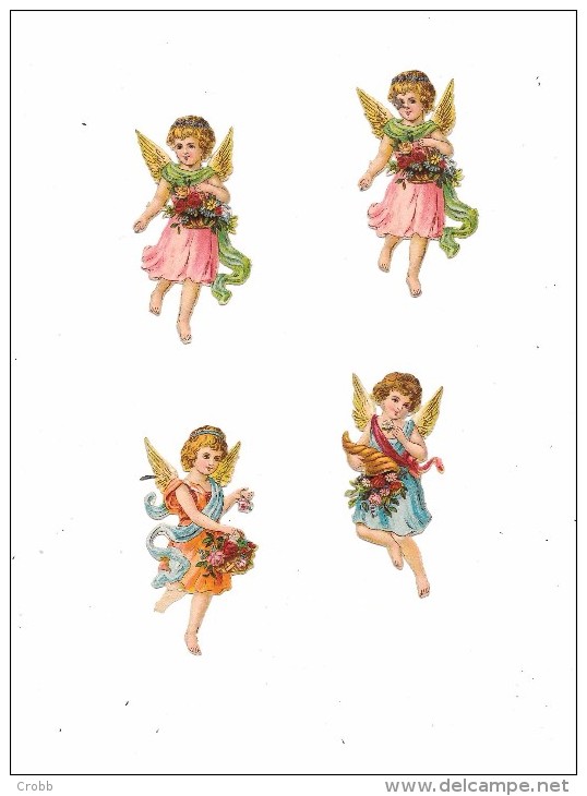 8188 - Lot De 4 Découpis, Petite Fille Ange - Angels