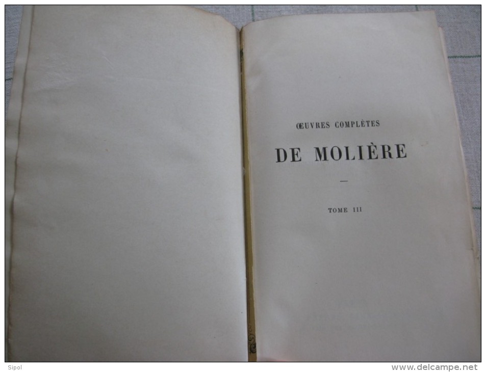 Oeuvres complètes de Molière  3 volumes  Reliés -  Garnier Frères Editeurs Paris Clichés non dans l ordre !!