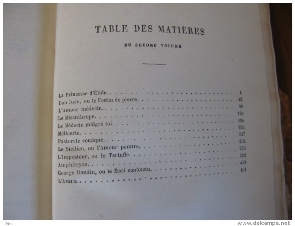 Oeuvres complètes de Molière  3 volumes  Reliés -  Garnier Frères Editeurs Paris Clichés non dans l ordre !!