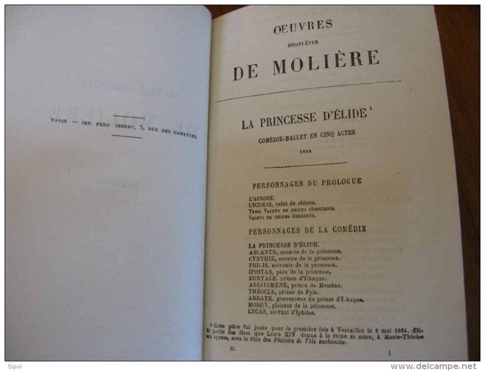 Oeuvres complètes de Molière  3 volumes  Reliés -  Garnier Frères Editeurs Paris Clichés non dans l ordre !!