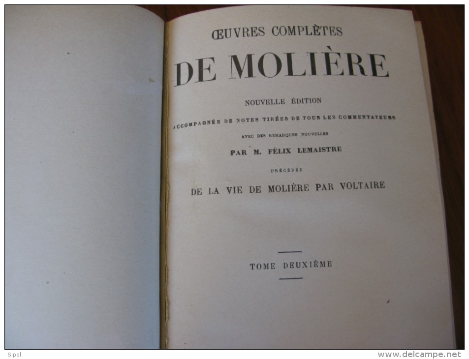 Oeuvres complètes de Molière  3 volumes  Reliés -  Garnier Frères Editeurs Paris Clichés non dans l ordre !!