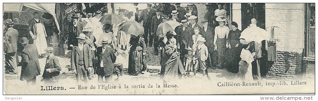 CPA Lillers  Rue De L'église  à La Sortie De La Messe Houben Salomez Au Coin De Rue  Quincaillerie  Caillieret Renault - Lillers